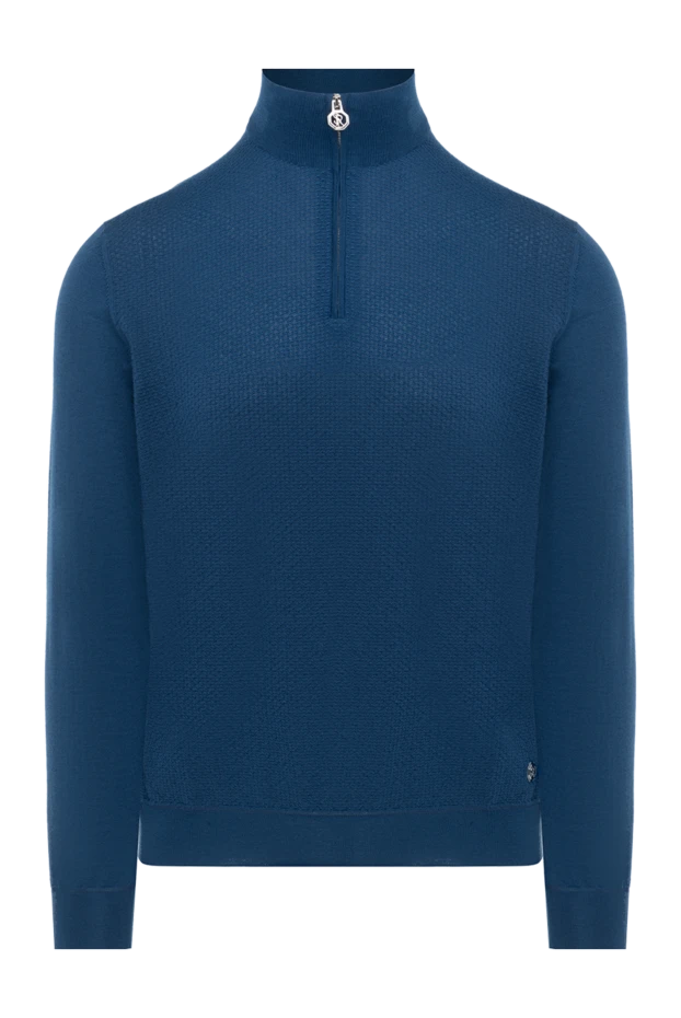 Тройер із тонкої вовни з фактурним візерунком чоловічий синій - фото 1