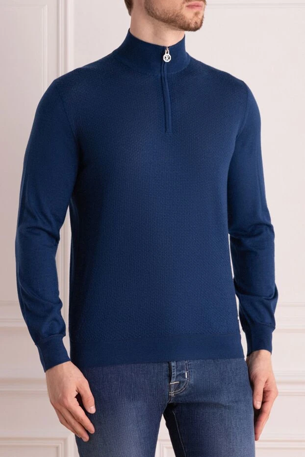 Stefano Ricci men's blue fine wool troyer with textured pattern 175827 - photo 3