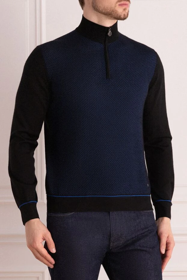 Stefano Ricci troyer with textured weave and a buttoned collar, black 175831 - photo 3