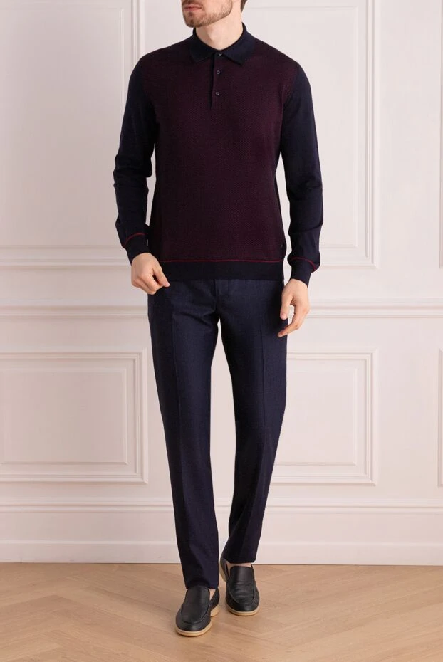Stefano Ricci брюки мужские из шерсти синие 175837 - фото 2