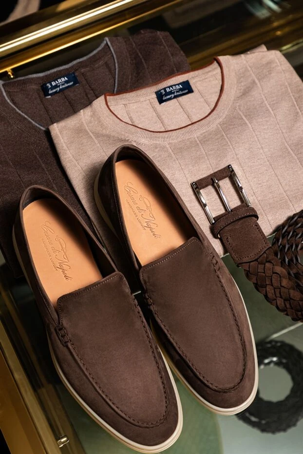 Cesare di Napoli braided brown suede belt with metal buckle 175847 - photo 2