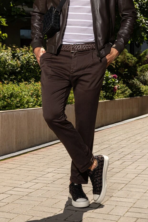 Braided leather belt, rich brown - photo 2