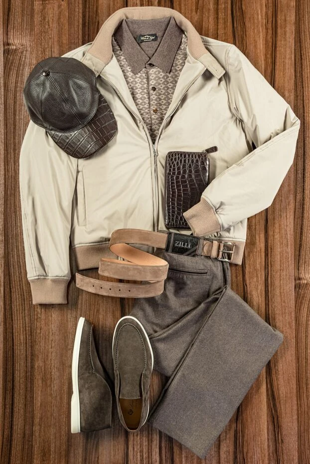 Cesare di Napoli men's beige suede belt with a polished buckle 175878 - photo 2