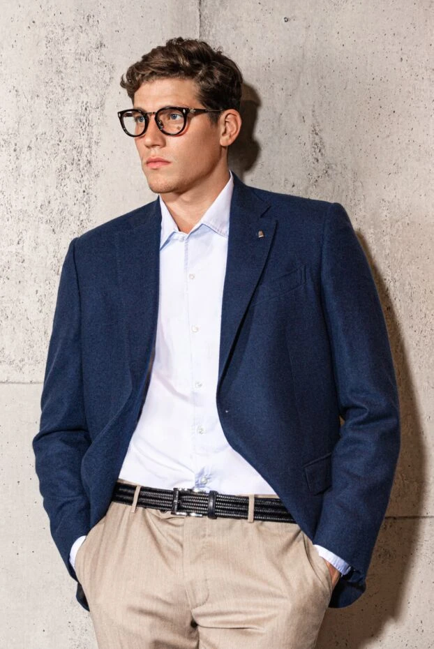 Ремень из натуральной кожи плетёный в тёмно-синем цвете - фото 2