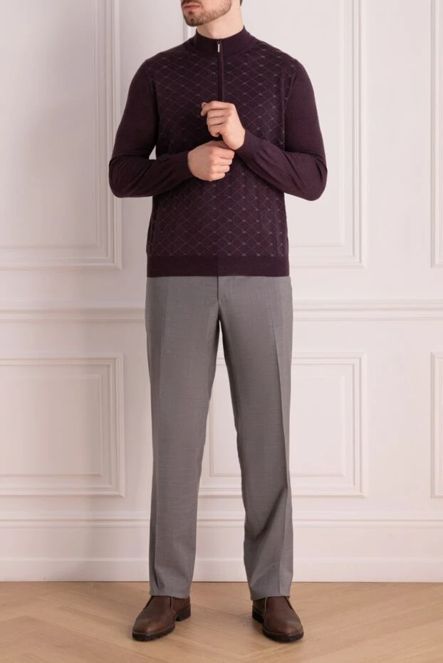 Cesare di Napoli man men's cashmere and silk burgundy troyer buy with prices and photos 175942 - photo 2