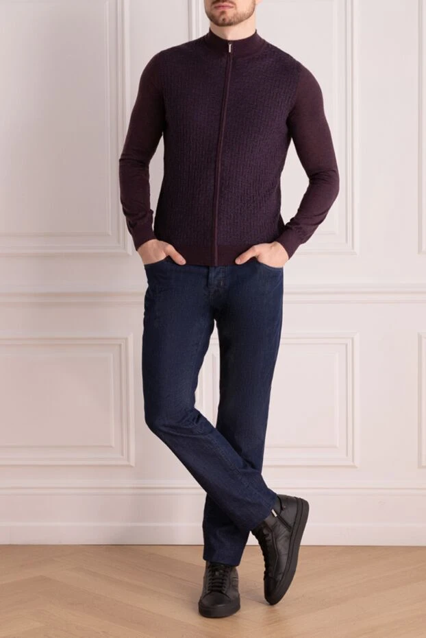 Cesare di Napoli man cashmere and silk cardigan for men, burgundy buy with prices and photos 175944 - photo 2