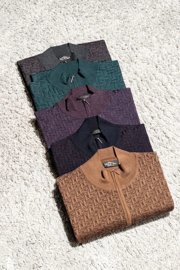 Кардіган преміум чоловічий з кашеміру та шовку з фактурним візерунком - фото 2