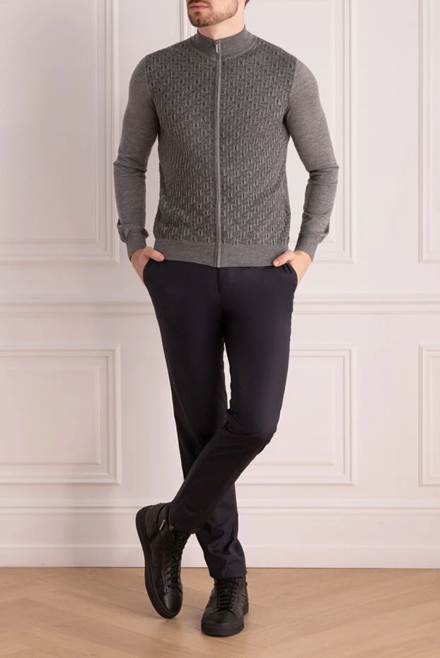 Cesare di Napoli man men's cashmere and silk cardigan gray 175945 - photo 2