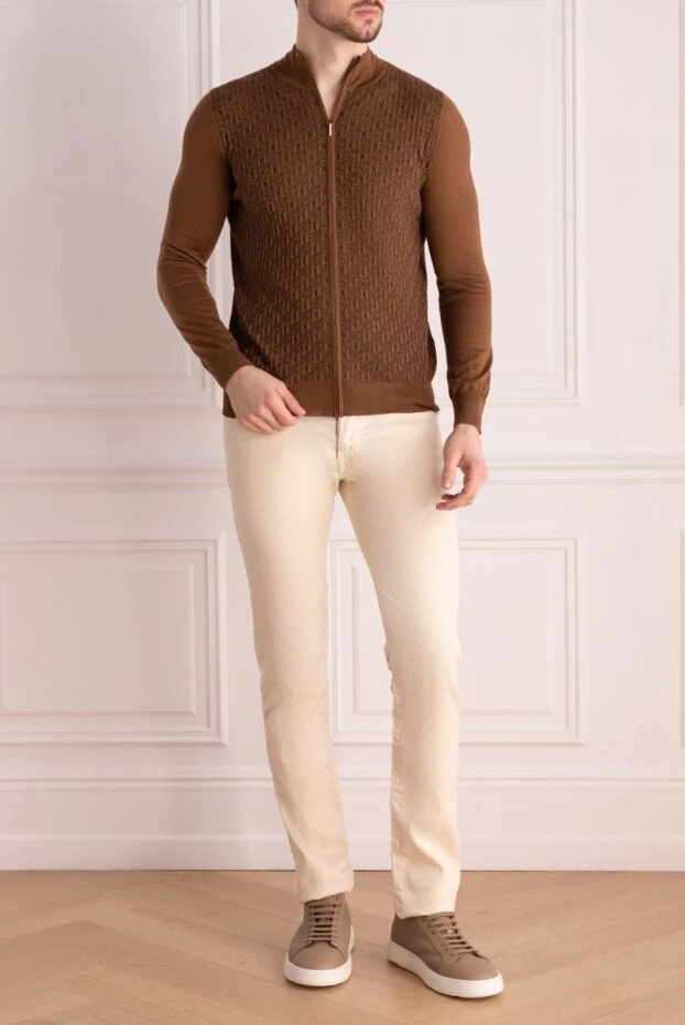 Cesare di Napoli man men's cashmere and silk cardigan brown buy with prices and photos 175948 - photo 2