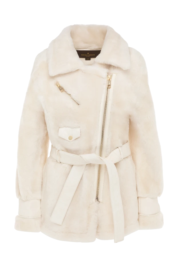 Women's white fur jacket - photo 1