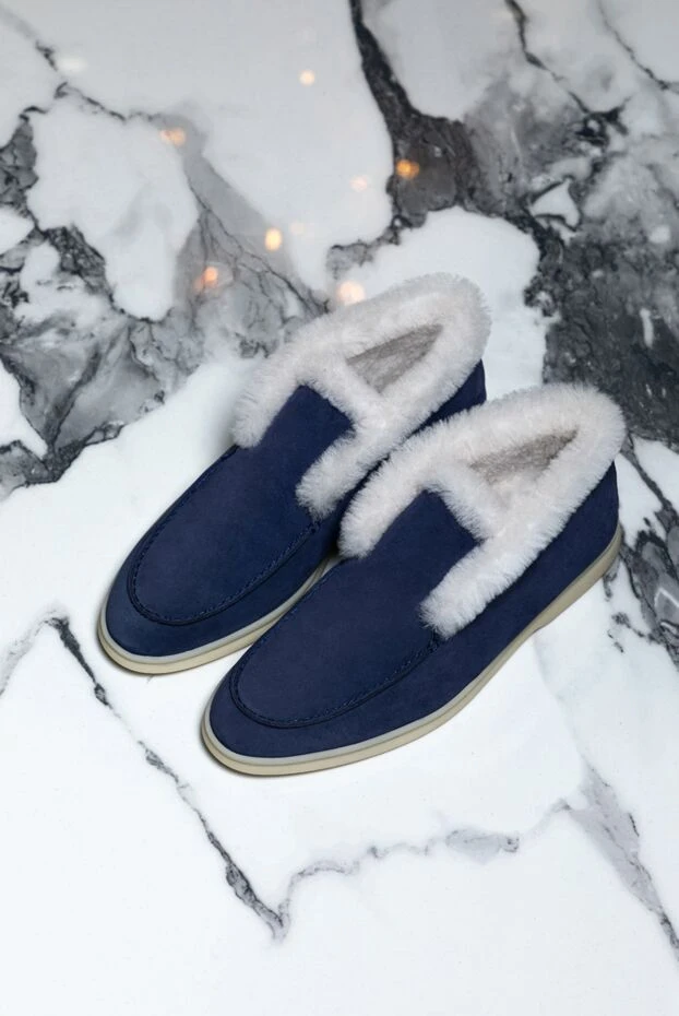 Loro Piana дезерты из нубука и меха синие женские 176024 - фото 2