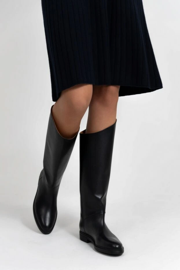 Loro Piana сапоги из кожи черные женские 176085 - фото 3