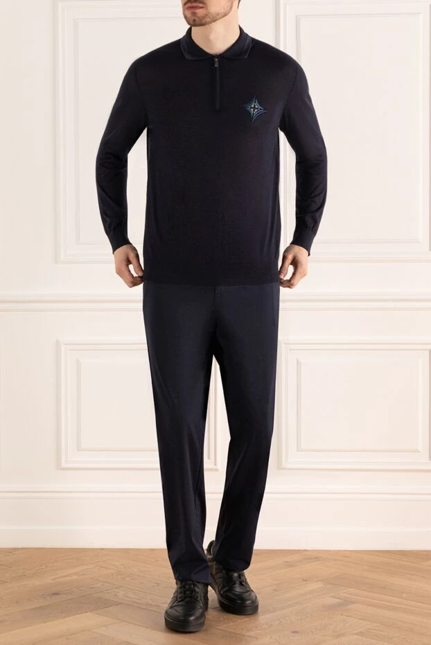 Zilli man men's blue long sleeve cashmere and silk polo buy with prices and photos 176089 - photo 2