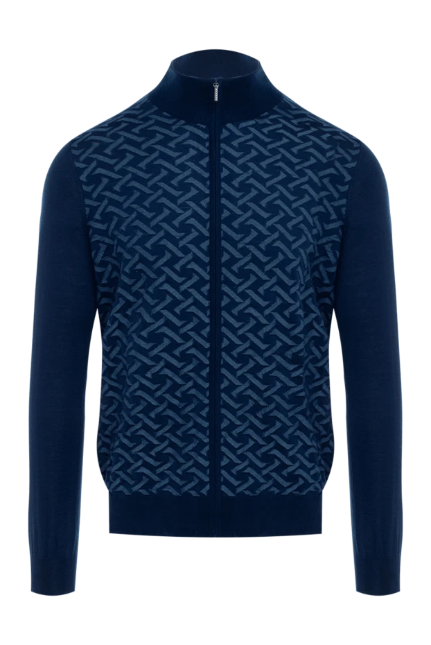 Cesare di Napoli man cardigan made of cashmere and silk, blue for men buy with prices and photos 176103 - photo 1