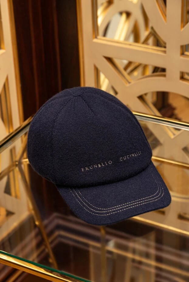 Brunello Cucinelli кепка из кашемира синяя мужская 176118 - фото 2