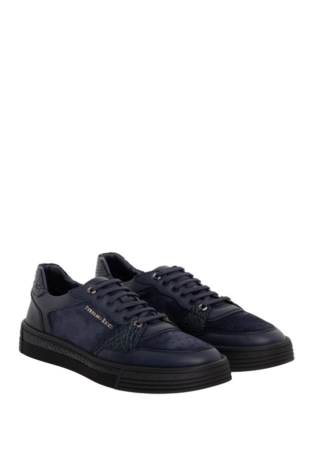 Stefano Ricci sneakers made of alligator leather and genuine leather for men blue 176135 - photo 3