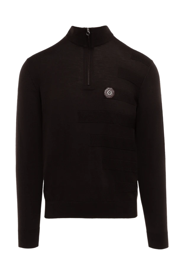 Троєр з вовни та шкіри алігатора коричневий чоловічий - фото 1