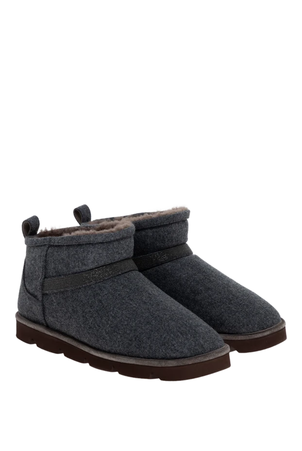 Brunello Cucinelli ботинки-угги из меха серые женские 176137 - фото 3
