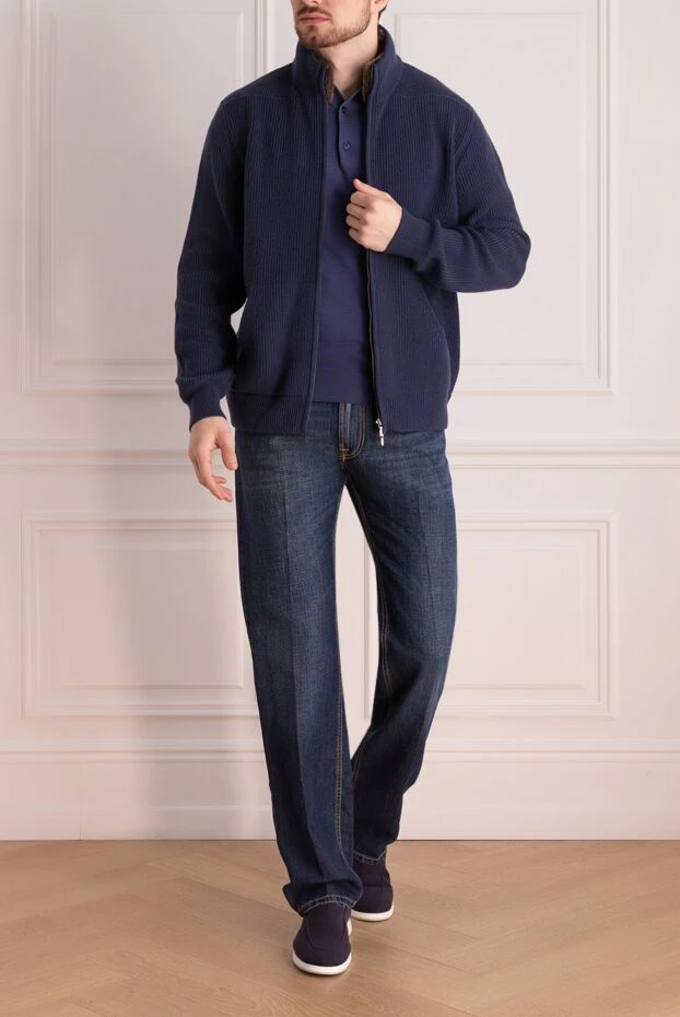 Loro Piana man blue cashmere cardigan for men buy with prices and photos 176155 - photo 2