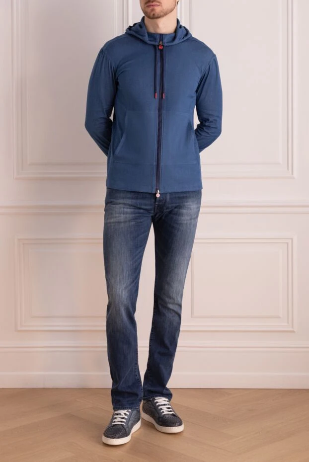 Kiton кофта спортивна з бавовни та еластану блакитна чоловіча 197125 - фото 2