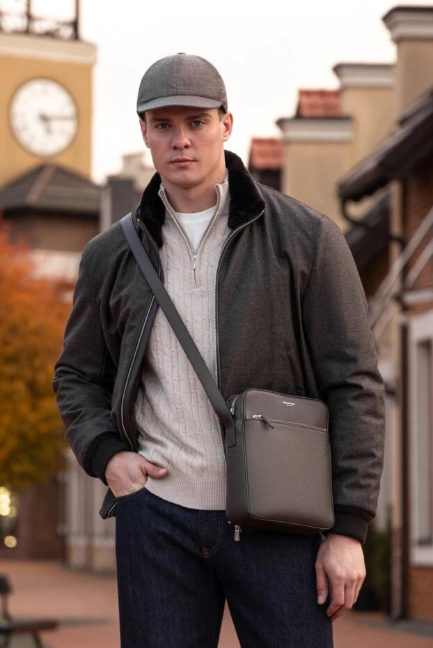 Кашемировый тройер мужской бежевый в рельефный рубчик - фото 2