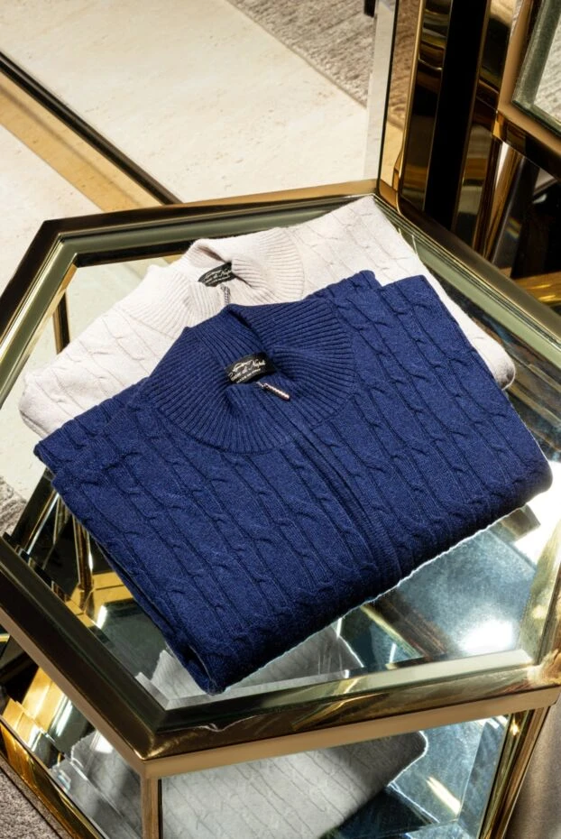 Cesare di Napoli cashmere trench coat blue for men 176224 - photo 3