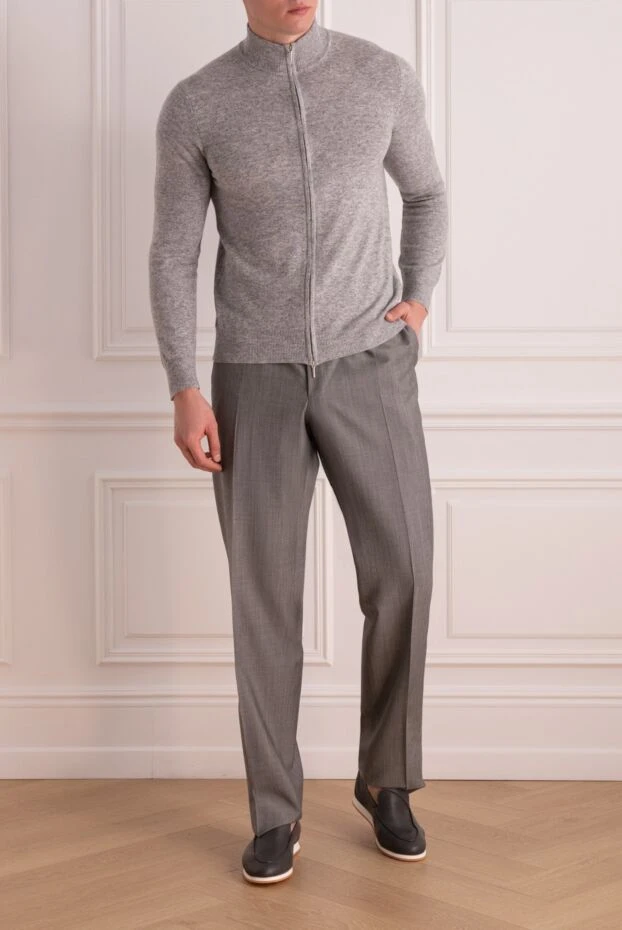 Cesare di Napoli man gray wool and cashmere cardigan for men buy with prices and photos 176225 - photo 2