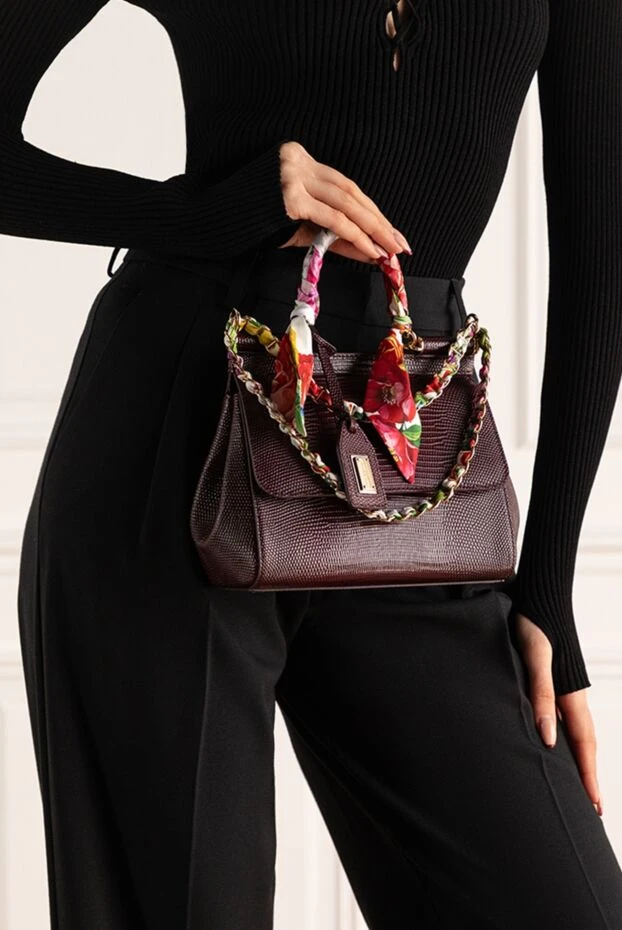 Dolce & Gabbana жіночі сумка із натуральної шкіри жіноча бордова купити фото з цінами 176284 - фото 2