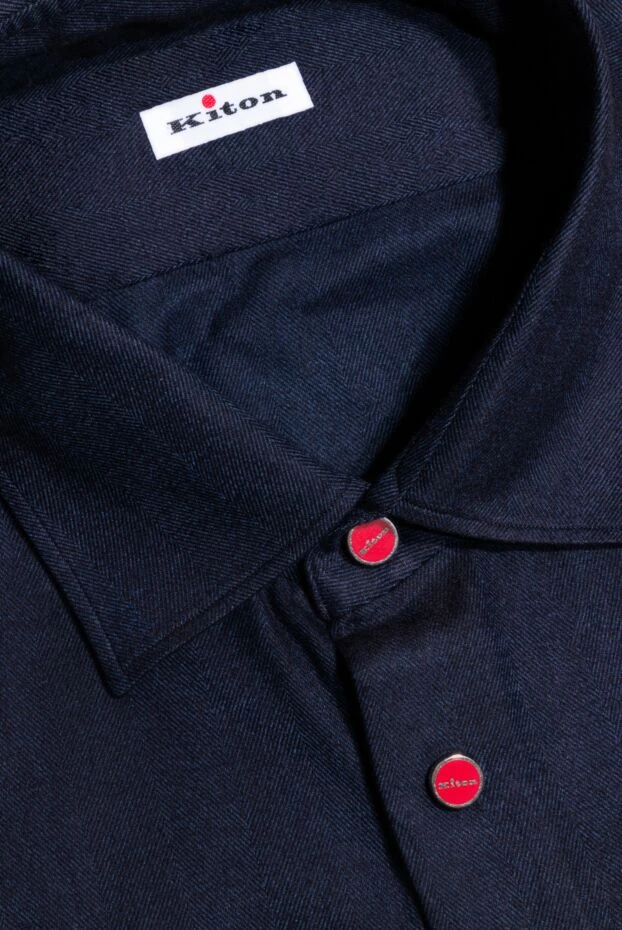 Kiton рубашка мужская синяя с красными кнопками 176302 - фото 2