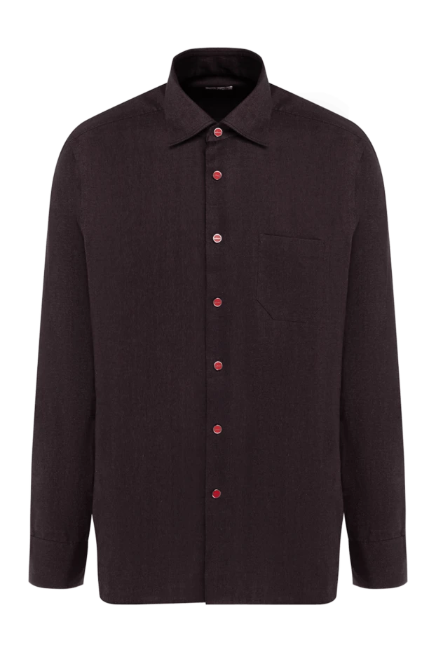 Kiton men's shirt brown with red buttons 176303 - photo 1