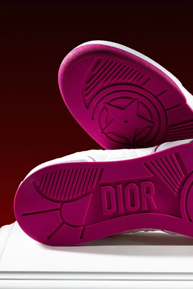 Dior women's white leather and cotton sneakers 176328 - photo 2