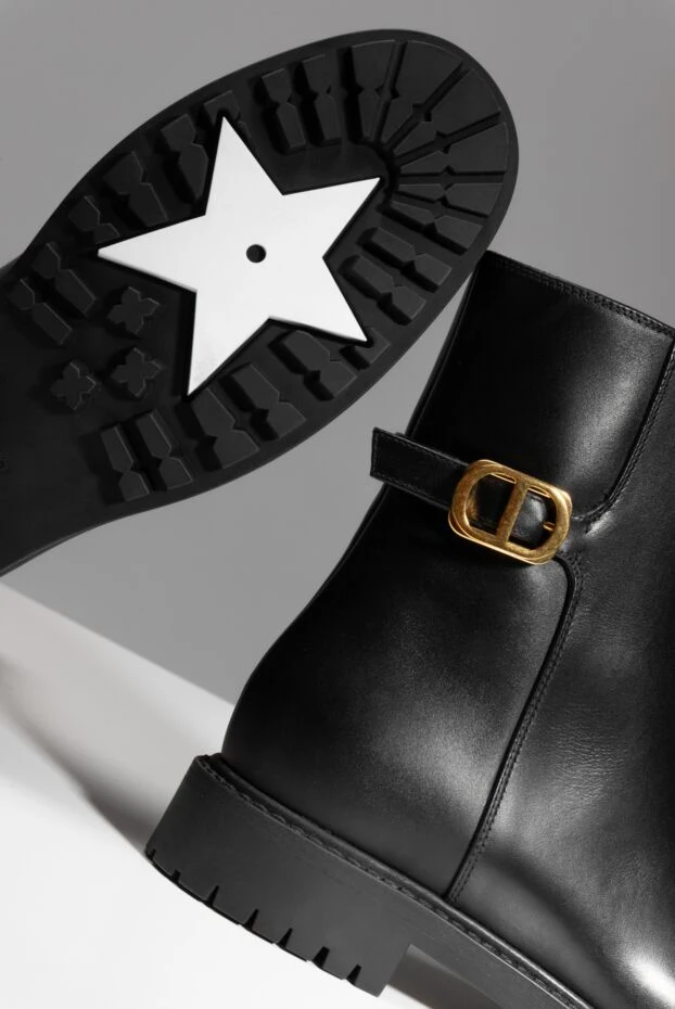 Dior women's leather boots black with gold buckle cd 176330 - photo 2