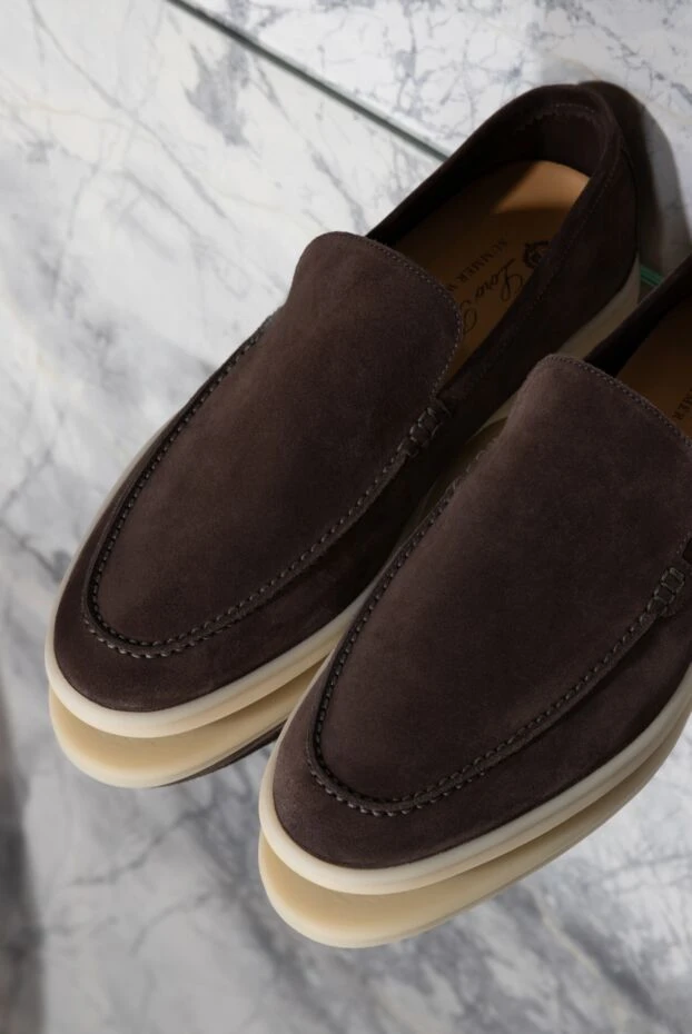 Loro Piana лоферы из нубука мужские коричневые 176406 - фото 2