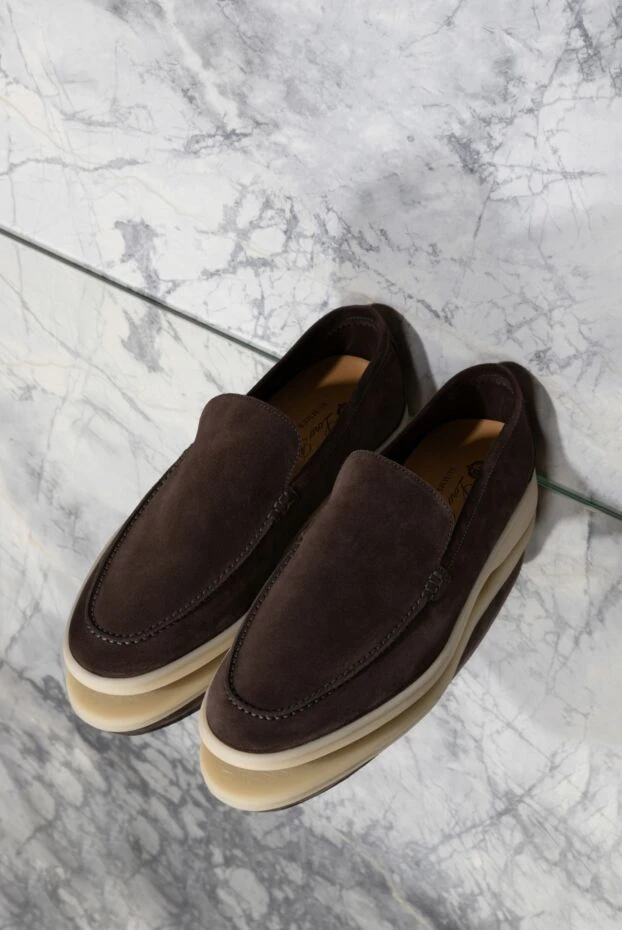 Loro Piana лоферы из нубука мужские коричневые 176406 - фото 3