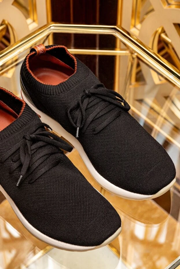 Loro Piana мужские сникеры трикотажные чёрные с белой подошвой 176409 - фото 2