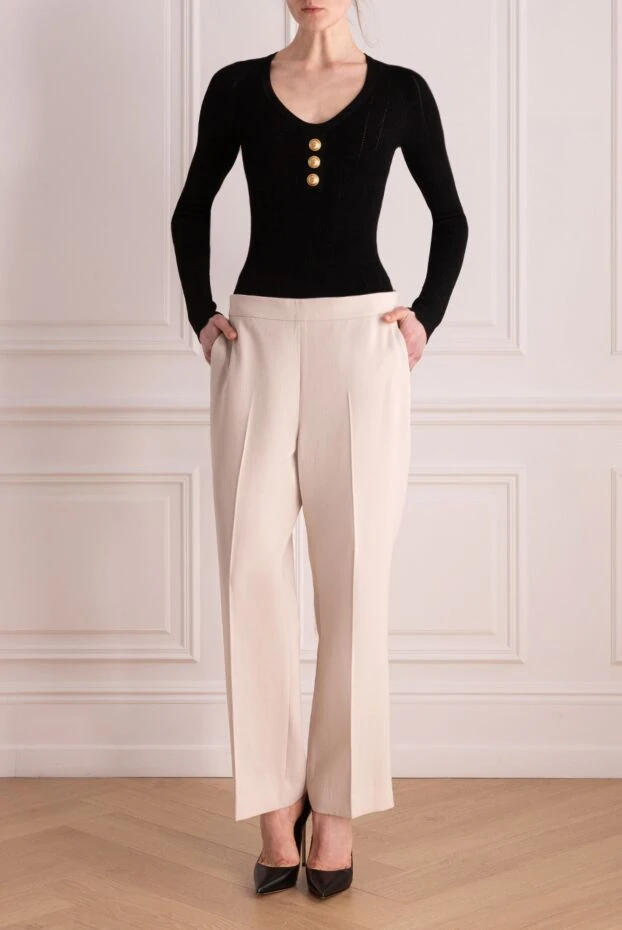 Loro Piana woman women's beige wool trousers 176431 - photo 2