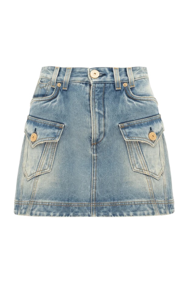 Balmain женские юбка джинсовая из хлопка женская голубая купить с ценами и фото 176484 - фото 1