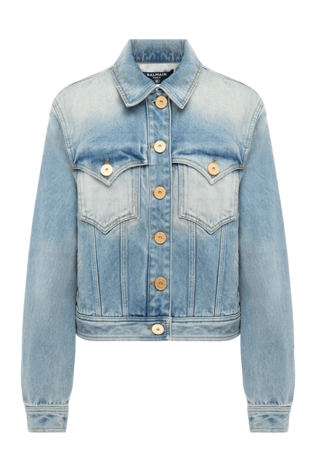 Balmain жіночі жіноча джинсова куртка синього кольору з бавовни купити фото з цінами 176485 - фото 1
