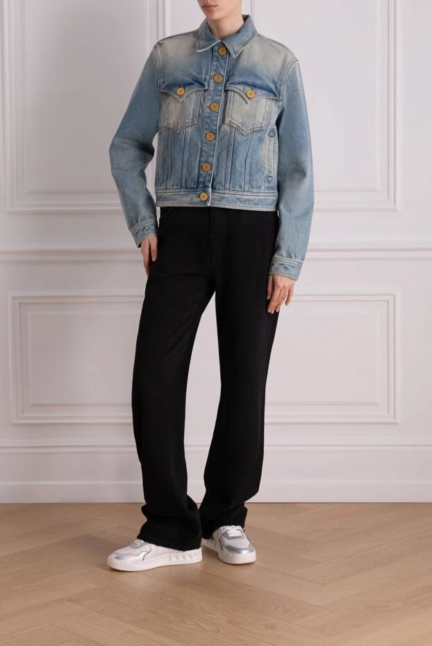 Balmain женские куртка джинсовая из хлопка женская голубая купить с ценами и фото 176485 - фото 2