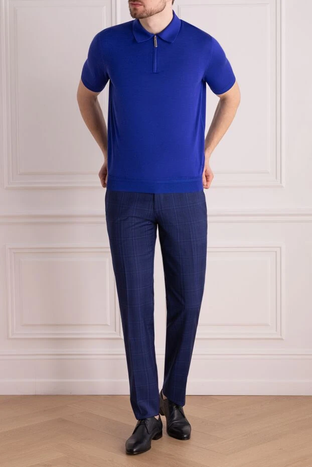 Stefano Ricci поло из шелка мужское синее 176525 - фото 2