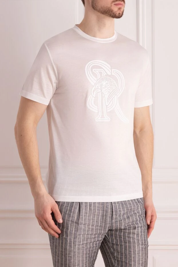 Stefano Ricci футболка з бавовни чоловіча біла 176529 - фото 3