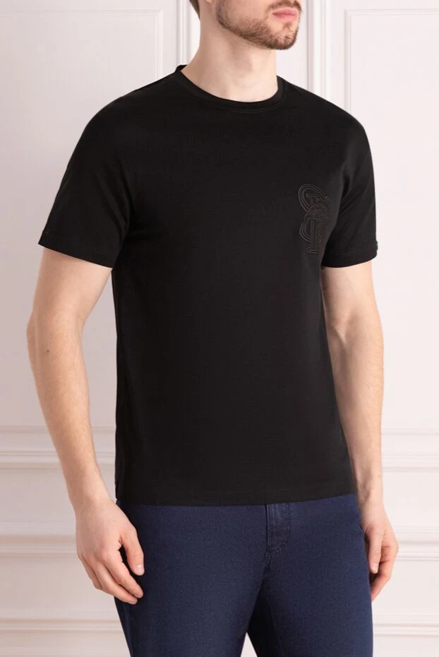 Stefano Ricci футболка з бавовни чоловіча чорна 176533 - фото 3