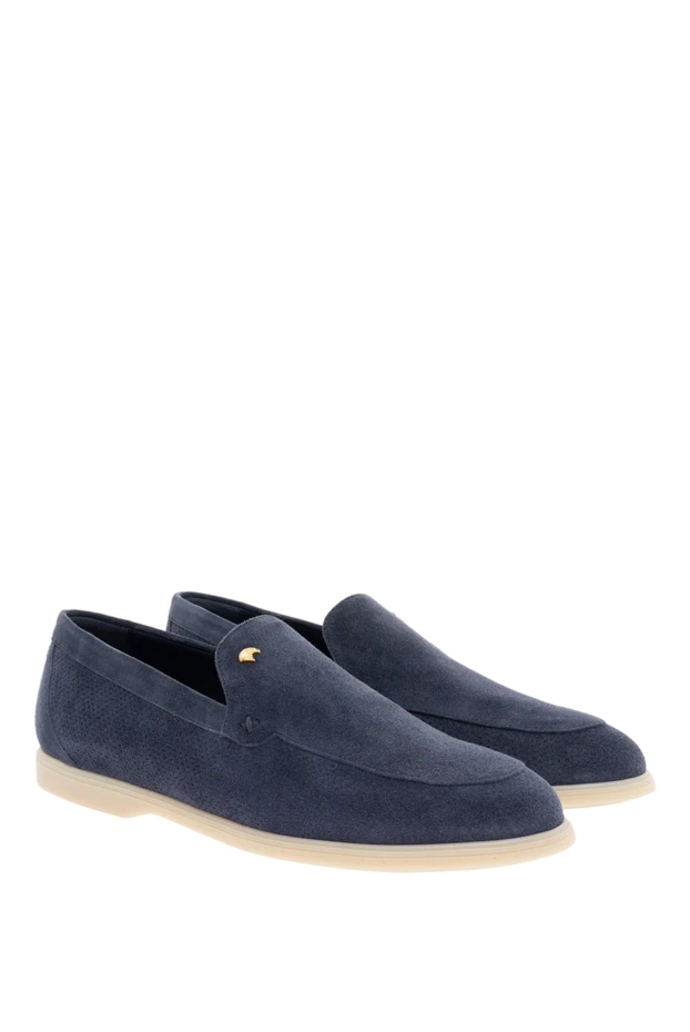 Stefano Ricci лофери із нубуку чоловічі сині 176543 - фото 3