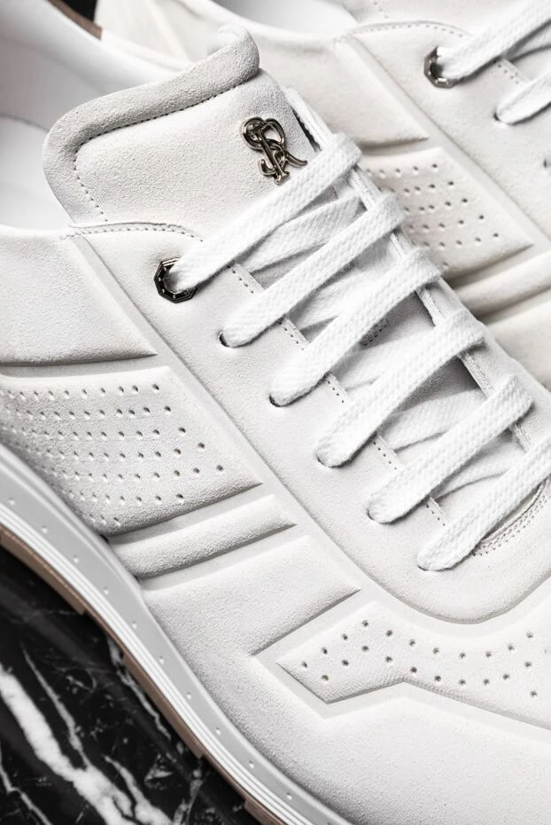 Кроссовки из нубука мужские белые - фото 2