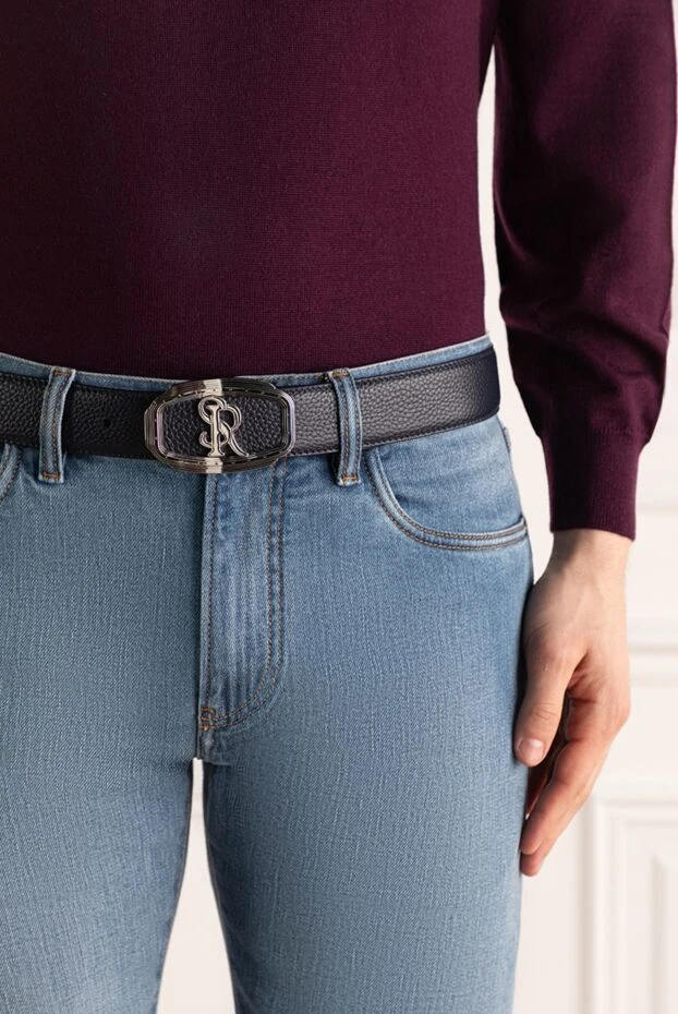 Stefano Ricci ремень из кожи мужской синий 176556 - фото 2