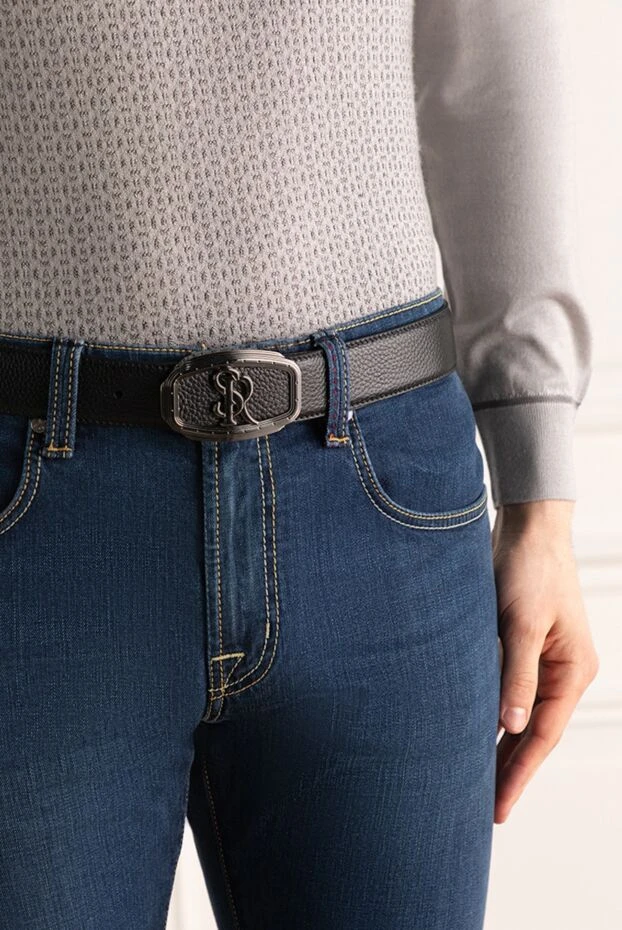 Stefano Ricci ремень из кожи мужской черный 176558 - фото 2