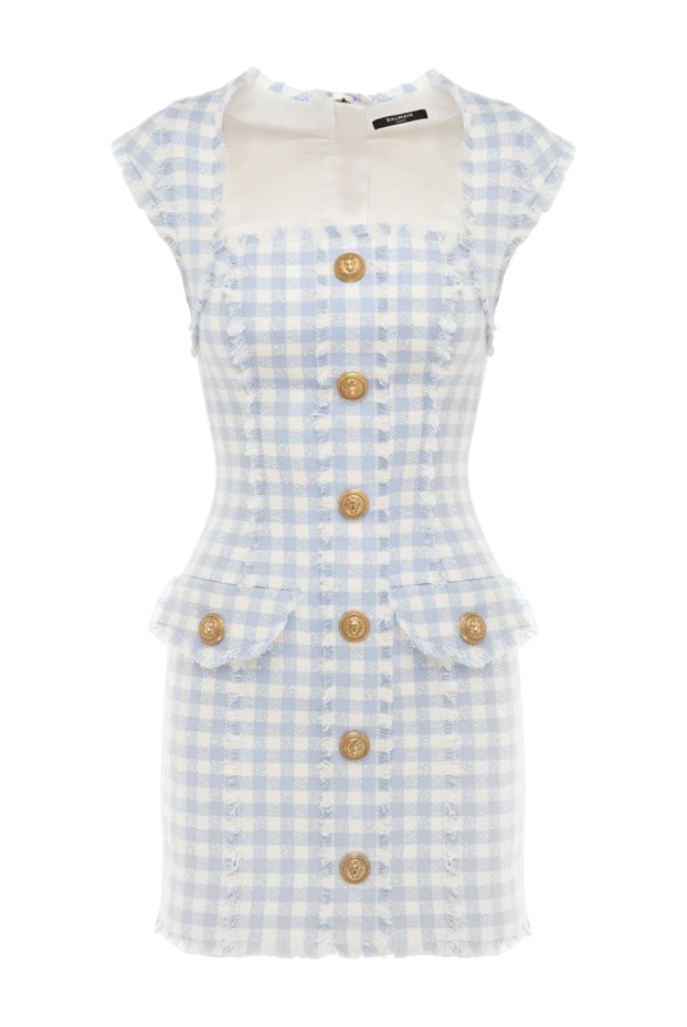 Balmain жіночі сукня з бавовни та поліаміду блакитна купити фото з цінами 176587 - фото 1