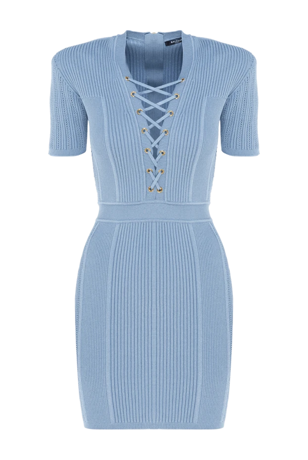 Balmain woman knitted dress made of viscose and polyester, blue 176590 - photo 1