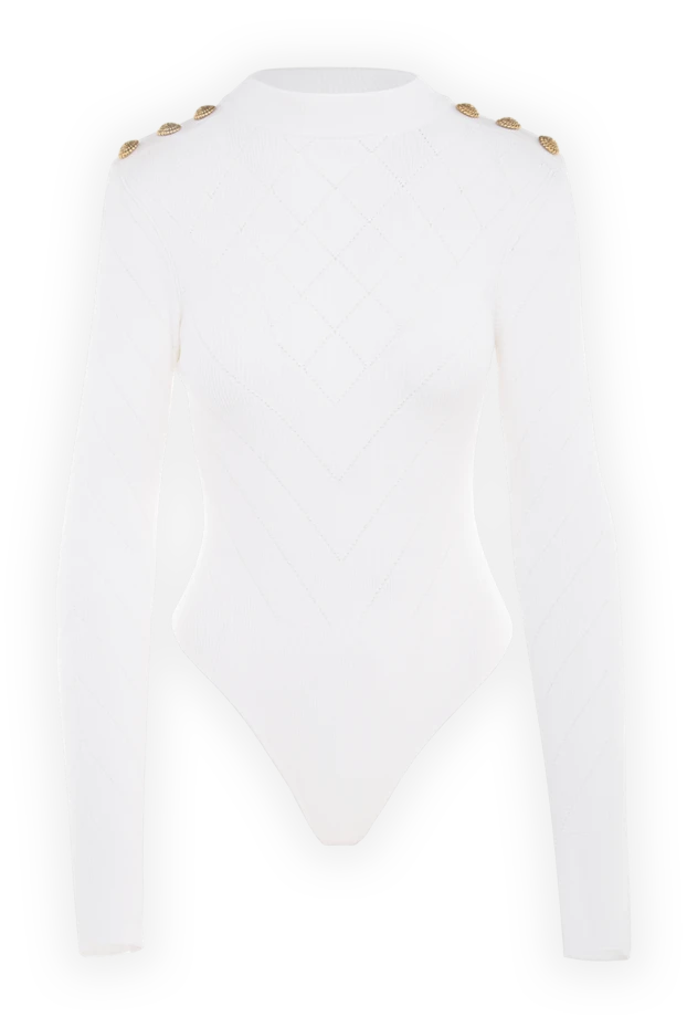 Top made of viscose and polyester for women white