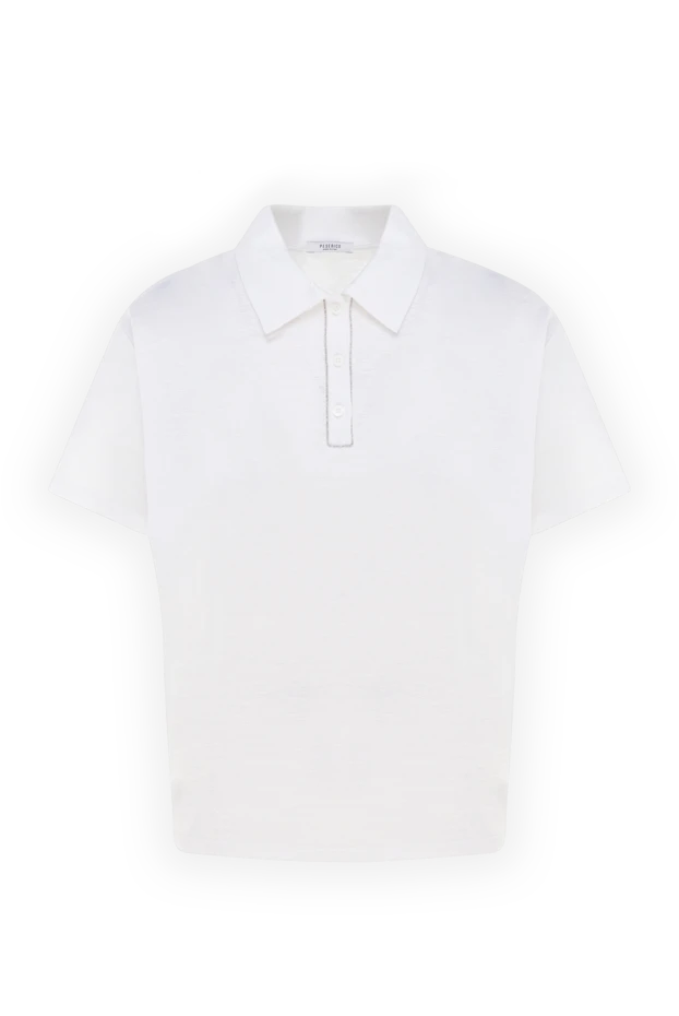 Women's white cotton and linen polo